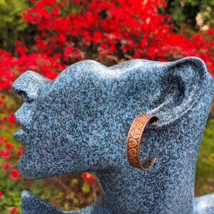 Vintage SOLID COPPER Celtic Hearts Hoop Earrings